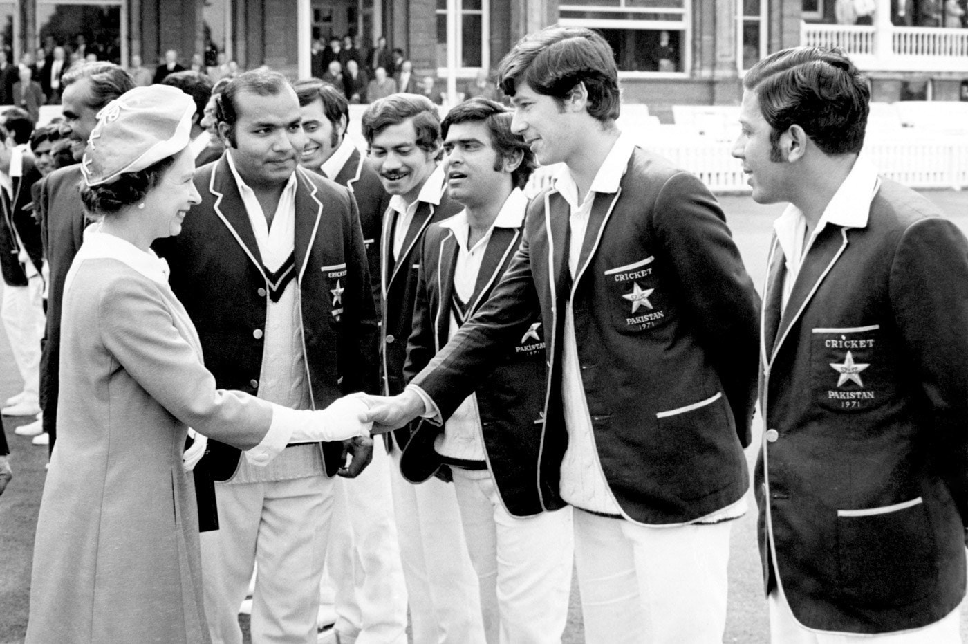 The 1971 Pakistan cricket team meeting Queen Elizabeth II at Lord's